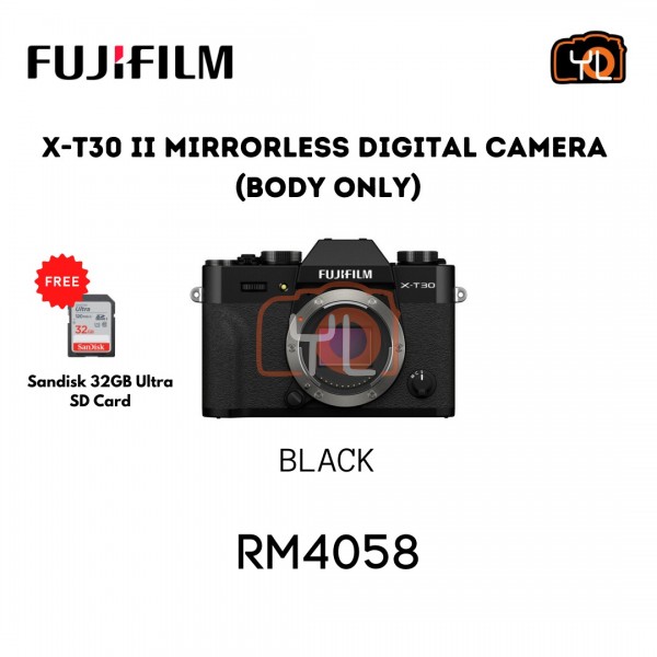 FUJIFILM X-T30 II Mirrorless Digital Camera (Body Only, Black) - Free Sandisk 32GB Ultra SD card