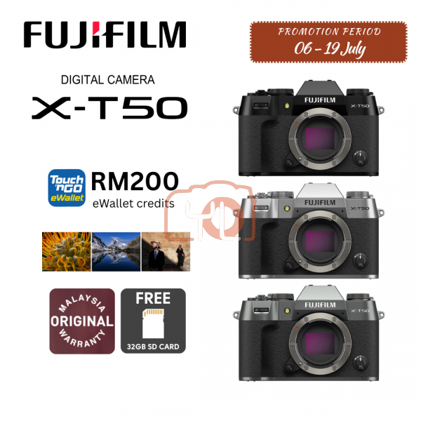 FUJIFILM X-T50 Camera Body (Charcoal Silver) - {Redeem Online TNG Wallet RM 200}