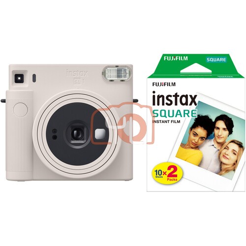 FUJIFILM INSTAX SQUARE SQ1 Instant Film Camera (Chalk White) + Twin Pack