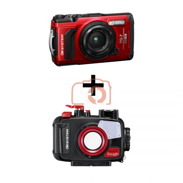 OM SYSTEM Tough TG-7 Digital Camera (Red) - {FREE Sandisk 64GB SD Card & Battery LI92B}