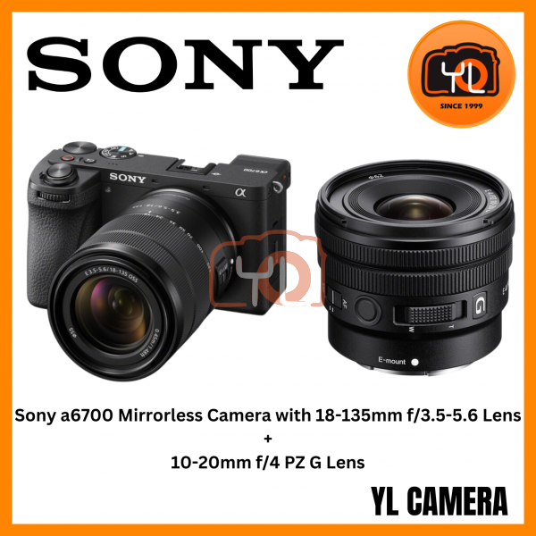 Sony a6700 Mirrorless Camera with 18-135mm f/3.5-5.6 Lens + Sony 10-20mm f/4 PZ G Len (Free Sony 64GB 277/150MB SD Card Only)