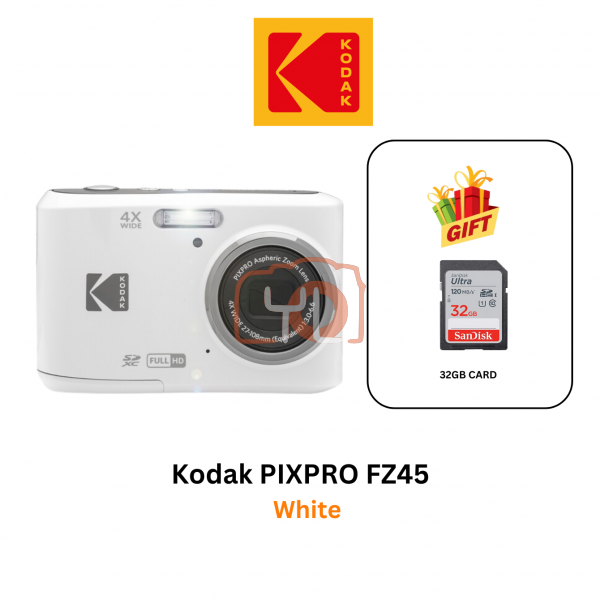 Kodak Pixpro FZ45 Digital Camera (White) (Free 32gb card)