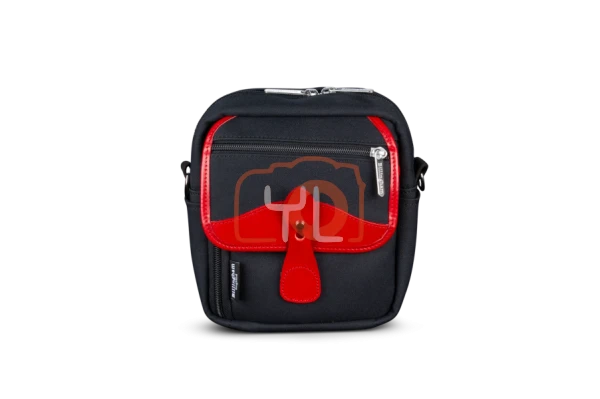 Billingham Pola Stowaway Camera Bag ( Black FibreNyte / Red Leather , 2.3)