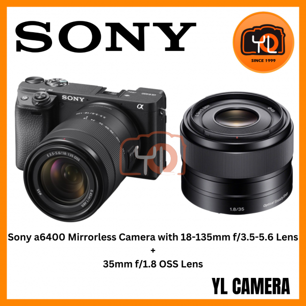 Sony a6400 Mirrorless Camera with 18-135mm f/3.5-5.6 Lens + Sony 35mm f/1.8 OSS Lens (Free Sandisk 64GB Extreme Pro SD Card)