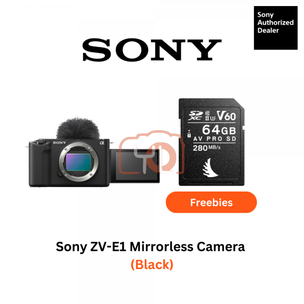 Sony ZV-E1 Mirrorless Camera Body Only (Black) - Free Angelbird 64GB 280/160mb V60 AV PRO SD Card