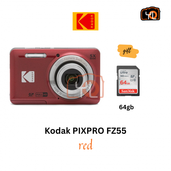 Kodak PIXPRO FZ55 Digital Camera (Red)(Free 64gb card)