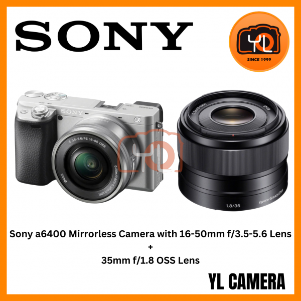 Sony a6400 Mirrorless Camera with 16-50mm f/3.5-5.6 II Lens (Sliver) + Sony 35mm f/1.8 OSS Lens (Free Sandisk 64GB Extreme Pro SD Card)