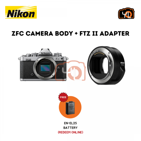 Nikon Z fc Mirrorless Digital Camera (Body Only) + FTZ Adapter II (Free Extra Battery EN-EL25 (Redeem Online)