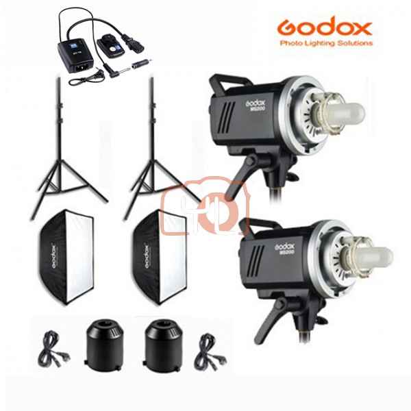 Godox MS300 Monolight Softbox 2 Light Kit (SF FW60x60+J190 Light Stand)