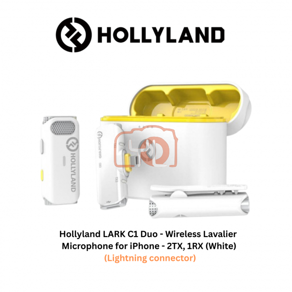 Hollyland LARK C1 DUO 2-Person Wireless Microphone System with Lightning Connector for iOS Devices (White, 2.4 GHz)