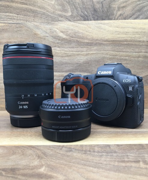 [USED @ YL LOW YAT]-Canon EOS R + RF 24-105mm F4 L IS USM + EF-EOS R Lens Mount Adapter,95% Condition Like New,S/N:028021000771