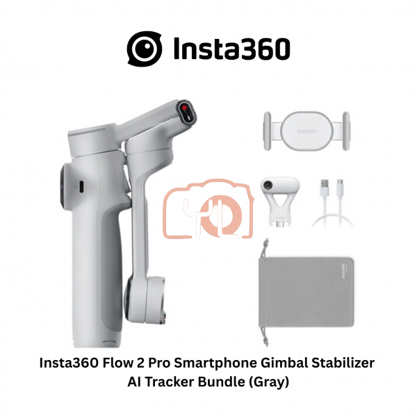 Insta360 Flow 2 Pro Smartphone Gimbal Stabilizer AI Tracker Bundle (Gray)