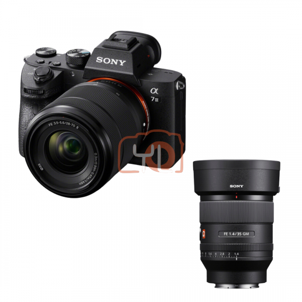 Sony a7 III Mirrorless Camera with 28-70mm f3.5-5.6 Lens + Sony FE 35mm f1.4 GM Lens (Free Homan 64GB 180/150MB V30 SD Card & Extra Battery & RM200 Touch N Go Voucher Online Redemption)