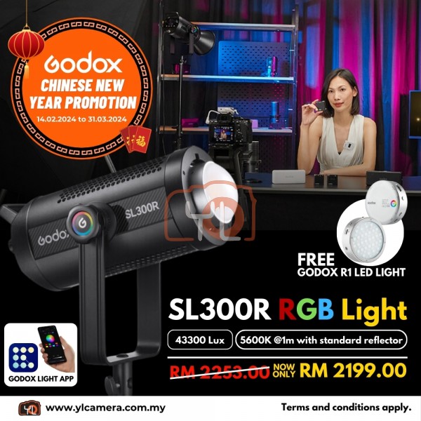Godox SL300R RGB LED Light FREE R1 Round RGB Mini Creative Light