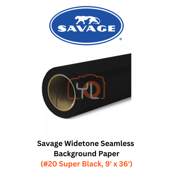 Savage Widetone Seamless Background Paper (#20 Super Black, 9' x 36')