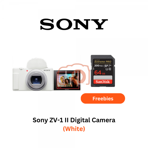 Sony ZV-1 II Digital Camera (White) - Free 64GB SD card