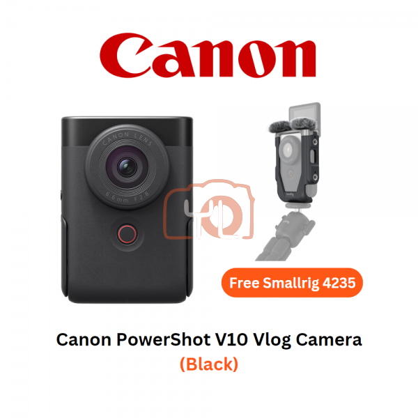 Canon PowerShot V10 Vlog Camera (Black) - Free Smallrig Cage 4235