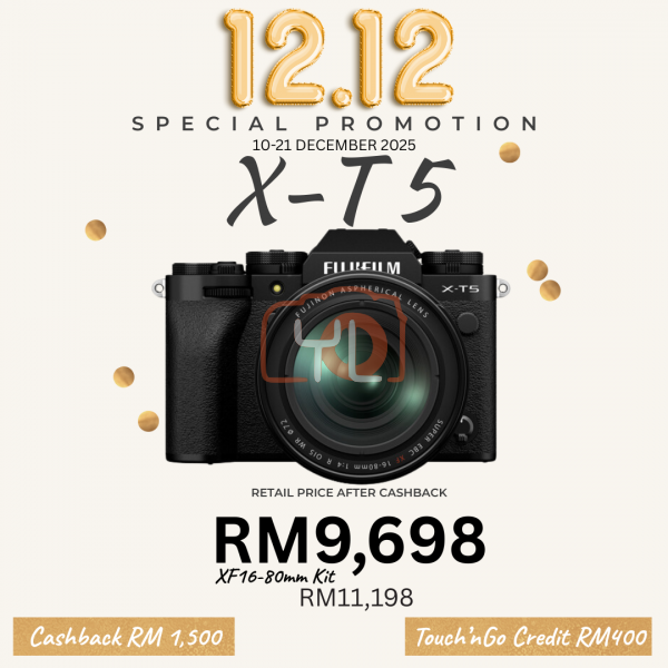FUJIFILM X-T5 Camera Kit  XF16-80mm F4 R OIS WR Lens (Black) - Free Sandisk 32GB UHS II SD Card {12.12 PROMO}