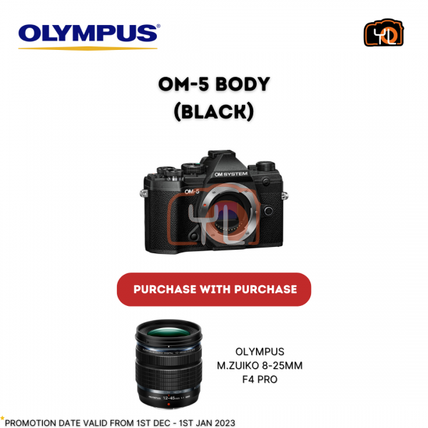 OM SYSTEM OM-5 Body (Black) + 8-25mm F4 PRO Lens
