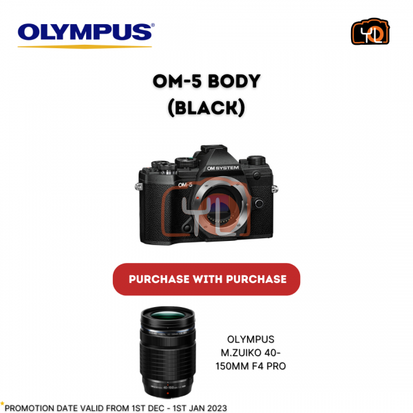 OM SYSTEM OM-5 Body (Black) + 40-150mm F4 PRO Lens