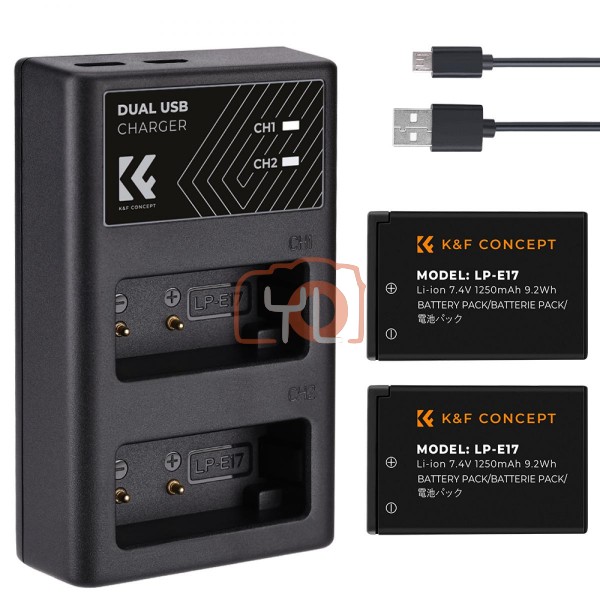 K&F LP-E17 Dual USB Charger Kit Wiht 2 Battery